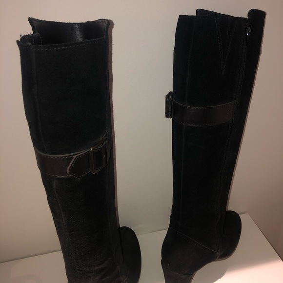 Aldo black suede wedge knee-high boots - Picture 4 of 10